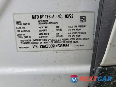 Zdjęcie 12 z 12 samochodu: 2022 TESLA MODEL X VIN:7SAXCDE51NF335684 - miniatura