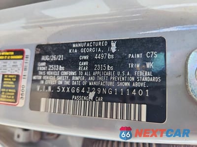 Zdjęcie 12 z 12 samochodu: 2022 KIA K5 GT LINE VIN:5XXG64J29NG111401 - miniatura