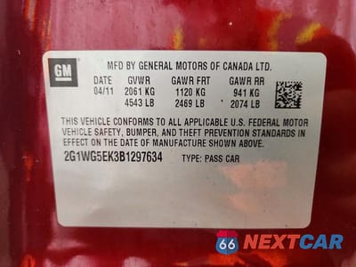 Zdjęcie 12 z 12 samochodu: 2011 CHEVROLET IMPALA LT VIN:2G1WG5EK3B1297634 - miniatura