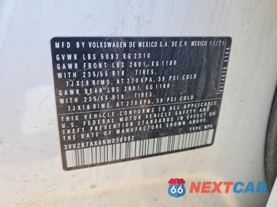 Zdjęcie 12 z 12 samochodu: 2022 VOLKSWAGEN TIGUAN SE VIN:3VV2B7AX6NM038992 - miniatura