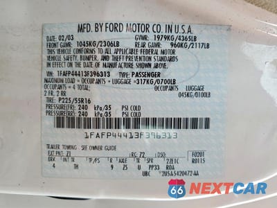 Zdjęcie 12 z 12 samochodu: 2003 FORD MUSTANG VIN:1FAFP44413F396313 - miniatura