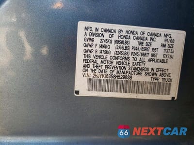 Zdjęcie 12 z 12 samochodu: 2008 HONDA RIDGELINE RTX VIN:2HJYK16358H529838 - miniatura