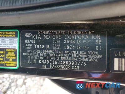Zdjęcie 12 z 12 samochodu: 2008 KIA RIO5 LX VIN:KNADE163486393775 - miniatura