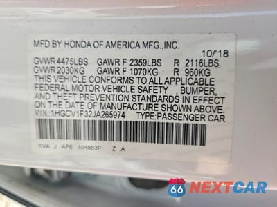 Zdjęcie 13 z 13 samochodu: 2018 HONDA ACCORD SPORT VIN:1HGCV1F32JA265974 - miniatura