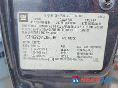 Zdjęcie 12 z 12 samochodu: 2004 GMC SIERRA K2500 HEAVY DUTY VIN:1GTHK29244E363049 - miniatura