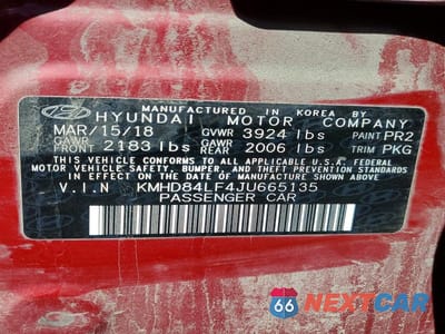 Zdjęcie 12 z 12 samochodu: 2018 HYUNDAI ELANTRA SEL VIN:KMHD84LF4JU665135 - miniatura