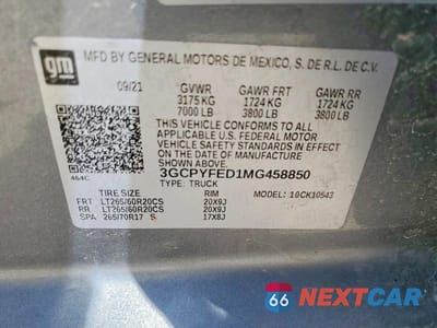 Zdjęcie 13 z 13 samochodu: 2021 CHEVROLET SILVERADO K1500 LT TRAIL BOSS VIN:3GCPYFED1MG458850 - miniatura