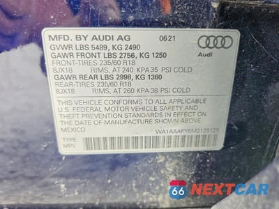 Zdjęcie 13 z 13 samochodu: 2021 AUDI Q5 PREMIUM VIN:WA1AAAFY6M2125125 - miniatura