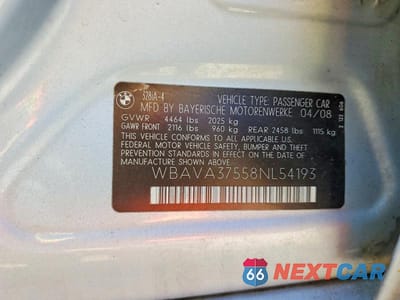 Zdjęcie 12 z 12 samochodu: 2008 BMW 328 I VIN:WBAVA37558NL54193 - miniatura