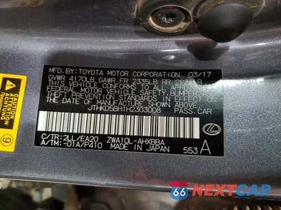 Zdjęcie 13 z 13 samochodu: 2017 LEXUS CT 200 VIN:JTHKD5BH1H2303008 - miniatura