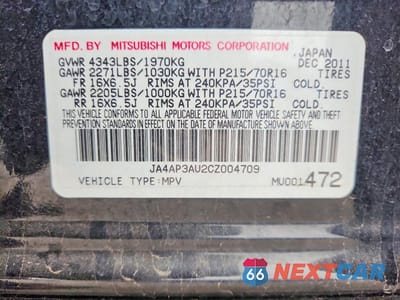 Zdjęcie 13 z 13 samochodu: 2012 MITSUBISHI OUTLANDER SPORT ES VIN:JA4AP3AU2CZ004709 - miniatura