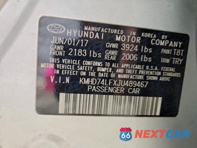 Zdjęcie 12 z 12 samochodu: 2018 HYUNDAI ELANTRA SE VIN:KMHD74LFXJU489467 - miniatura