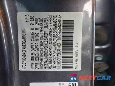 Zdjęcie 13 z 13 samochodu: 2019 HONDA ACCORD VIN:1HGCV1F36KA018507 - miniatura