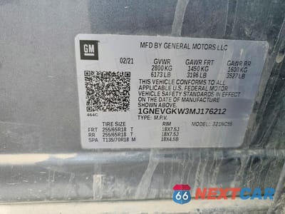 Zdjęcie 13 z 13 samochodu: 2021 CHEVROLET TRAVERSE LT VIN:1GNEVGKW3MJ176212 - miniatura