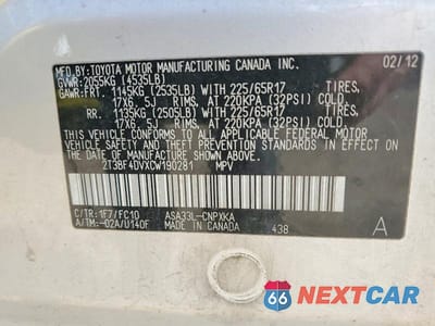 Zdjęcie 14 z 14 samochodu: 2012 TOYOTA RAV4 BASE VIN:2T3BF4DVXCW190281 - miniatura