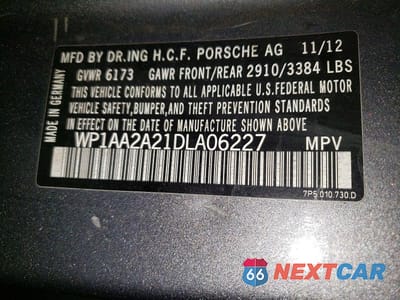 Zdjęcie 13 z 13 samochodu: 2013 PORSCHE CAYENNE VIN:WP1AA2A21DLA06227 - miniatura