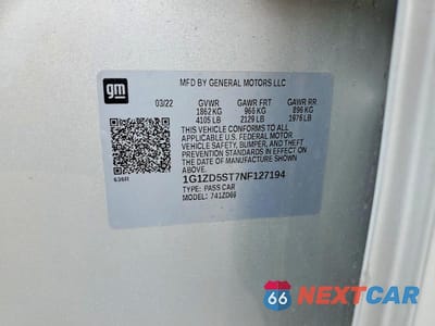 Zdjęcie 12 z 12 samochodu: 2022 CHEVROLET MALIBU LT VIN:1G1ZD5ST7NF127194 - miniatura
