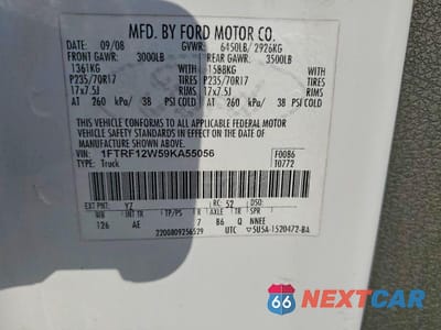 Zdjęcie 12 z 12 samochodu: 2009 FORD F150 VIN:1FTRF12W59KA55056 - miniatura