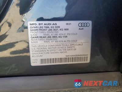 Zdjęcie 13 z 13 samochodu: 2022 AUDI E-TRON PREMIUM VIN:WA1AAAGE0NB009960 - miniatura