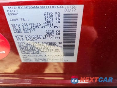 Zdjęcie 13 z 13 samochodu: 2022 NISSAN MURANO SL VIN:5N1AZ2CS0NC114990 - miniatura