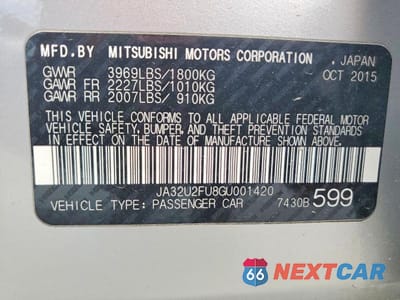 Zdjęcie 12 z 12 samochodu: 2016 MITSUBISHI LANCER ES VIN:JA32U2FU8GU001420 - miniatura