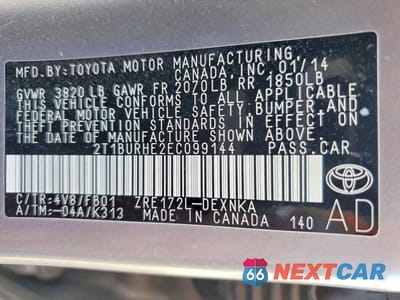 Zdjęcie 12 z 12 samochodu: 2014 TOYOTA COROLLA LE VIN:2T1BURHE2EC099144 - miniatura