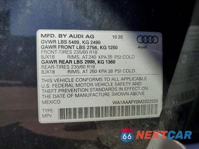 Zdjęcie 13 z 13 samochodu: 2021 AUDI Q5 PREMIUM VIN:WA1AAAFY0M2022539 - miniatura