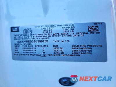 Zdjęcie 13 z 13 samochodu: 2011 GMC ACADIA SLT-1 VIN:1GKKVRED3BJ390703 - miniatura