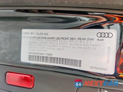 Zdjęcie 12 z 12 samochodu: 2019 AUDI S4 PREMIUM PLUS VIN:WAUB4AF49KA115896 - miniatura