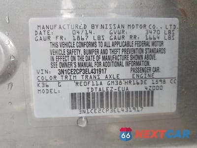Zdjęcie 12 z 12 samochodu: 2014 NISSAN VERSA NOTE SV VIN:3N1CE2CP3EL431917 - miniatura