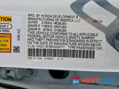 Zdjęcie 13 z 13 samochodu: 2024 HONDA ACCORD HYBRID SPORT VIN:1HGCY2F59RA090777 - miniatura