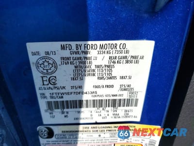 Zdjęcie 12 z 12 samochodu: 2013 FORD F150 SUPERCREW VIN:1FTFW1EF7DFD43385 - miniatura