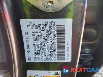 Zdjęcie 12 z 12 samochodu: 2019 HONDA ACCORD EXL VIN:1HGCV1F56KA115014 - miniatura