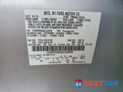 Zdjęcie 12 z 12 samochodu: 2010 FORD TAURUS SEL VIN:1FAHP2EW4AG163949 - miniatura
