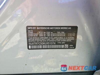 Zdjęcie 14 z 14 samochodu: 2019 BMW X3 SDRIVE30I VIN:5UXTR7C50KLR51074 - miniatura