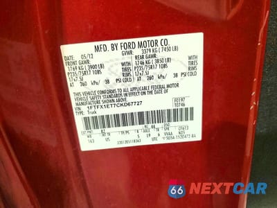 Zdjęcie 12 z 12 samochodu: 2012 FORD F150 SUPER CAB VIN:1FTFX1ET7CKD67727 - miniatura