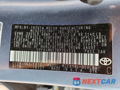 Zdjęcie 12 z 12 samochodu: 2024 TOYOTA COROLLA LE VIN:5YFB4MDE2RP201539 - miniatura