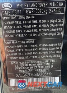 Zdjęcie 10 z 10 samochodu: 2011 LAND ROVER RANGE ROVER SPORT LUX VIN:SALSK2D45BA705779 - miniatura