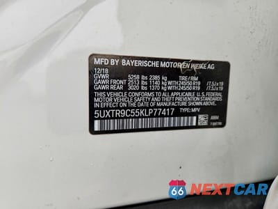 Zdjęcie 13 z 13 samochodu: 2019 BMW X3 XDRIVE30I VIN:5UXTR9C55KLP77417 - miniatura