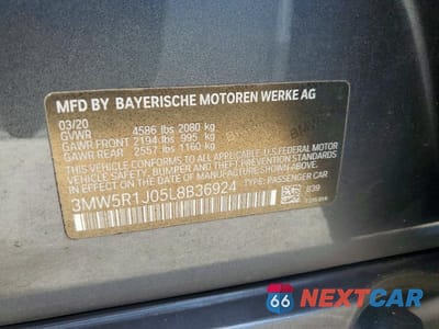 Zdjęcie 12 z 12 samochodu: 2020 BMW 330I VIN:3MW5R1J05L8B36924 - miniatura