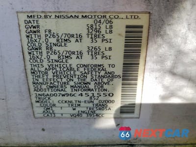Zdjęcie 12 z 12 samochodu: 2006 NISSAN FRONTIER SE VIN:1N6AD07W96C451550 - miniatura