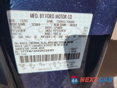 Zdjęcie 12 z 12 samochodu: 2006 FORD F150 SUPERCREW VIN:1FTPW145X6KC02351 - miniatura
