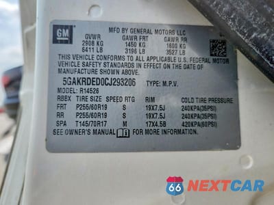 Zdjęcie 13 z 13 samochodu: 2012 BUICK ENCLAVE VIN:5GAKRDED0CJ293206 - miniatura