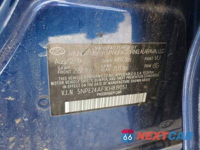 Zdjęcie 13 z 13 samochodu: 2019 HYUNDAI SONATA SE VIN:5NPE24AF1KH819051 - miniatura