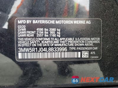 Zdjęcie 13 z 13 samochodu: 2020 BMW 330I VIN:3MW5R1J04L8B33996 - miniatura