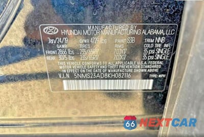 Zdjęcie 10 z 13 samochodu: 2019 HYUNDAI SANTA FE SE 2.4L VIN:5NMS23AD8KH082116 - miniatura