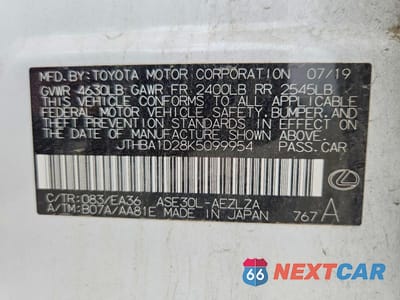 Zdjęcie 12 z 12 samochodu: 2019 LEXUS IS 300 VIN:JTHBA1D28K5099954 - miniatura