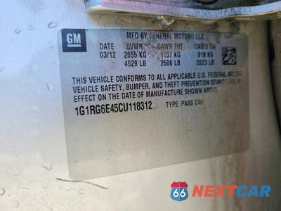 Zdjęcie 12 z 12 samochodu: 2012 CHEVROLET VOLT VIN:1G1RG6E45CU118312 - miniatura