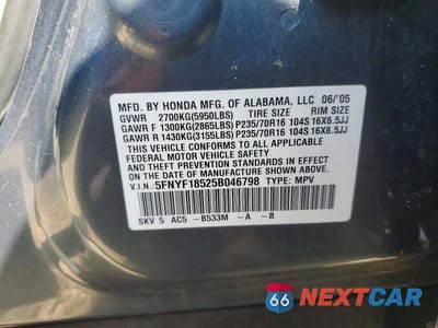 Zdjęcie 13 z 13 samochodu: 2005 HONDA PILOT VIN:5FNYF18525B046798 - miniatura