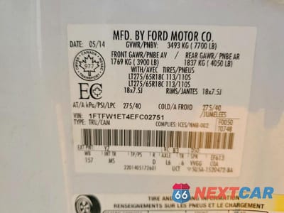 Zdjęcie 12 z 12 samochodu: 2014 FORD F150 SUPERCREW VIN:1FTFW1ET4EFC02751 - miniatura